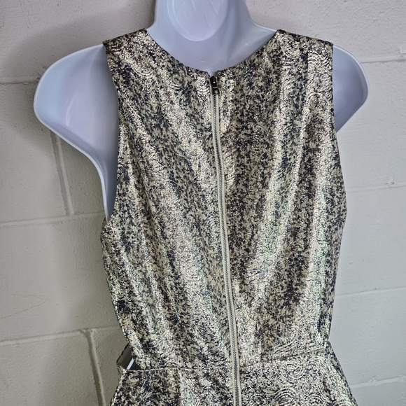 Alice + Olivia Varita Metallic Jacquard Cut Out Fit Flare Dress - Picture 9 of 13